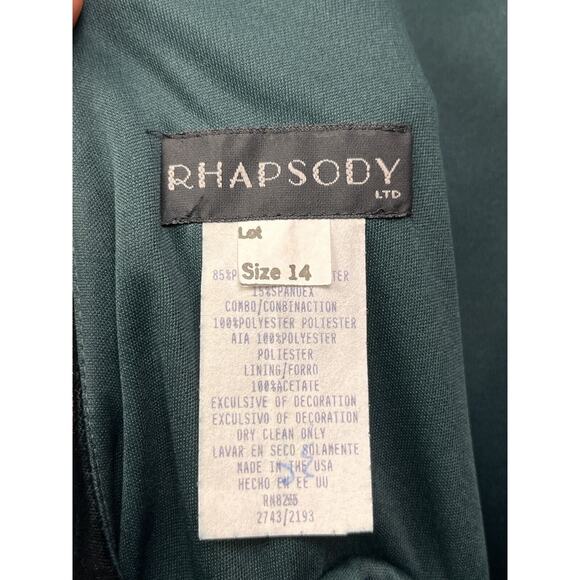 Vintage 90s Rhapsody Velvet Dress Womens 14 Green Formal Long Maxi Drapey Witchy - Picture 4 of 9